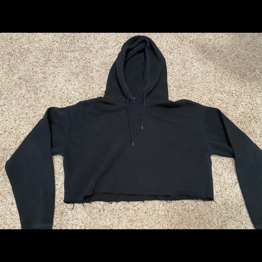 Urban outfitters cropped black hoodie - size medium